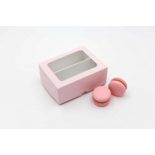 Коробка для 10 макарун розовая с окном